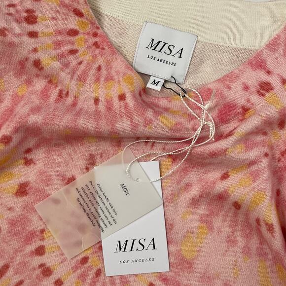 NWT MISA Los Angeles Kali Long Sleeve Puff Sleeve Top - Pink - Cotton Silk - M - Picture 4 of 6